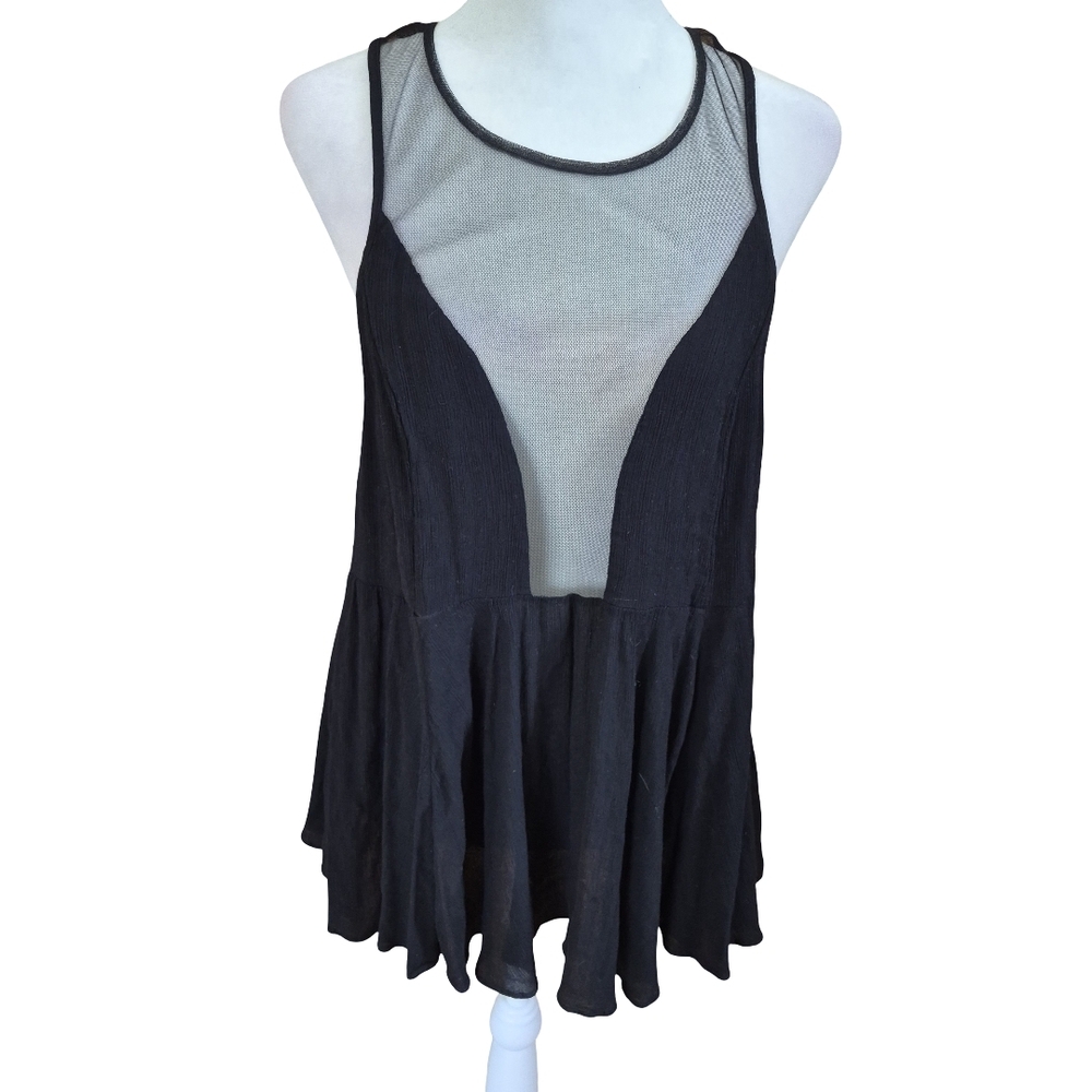 Free People Black Mesh Tank Top